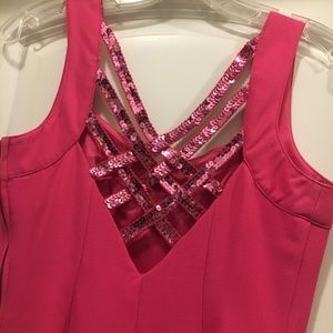 Hot Pink cocktail dress with sequins back ROBERTA